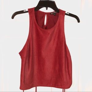 Express Faux Suede Side Lace Up Top